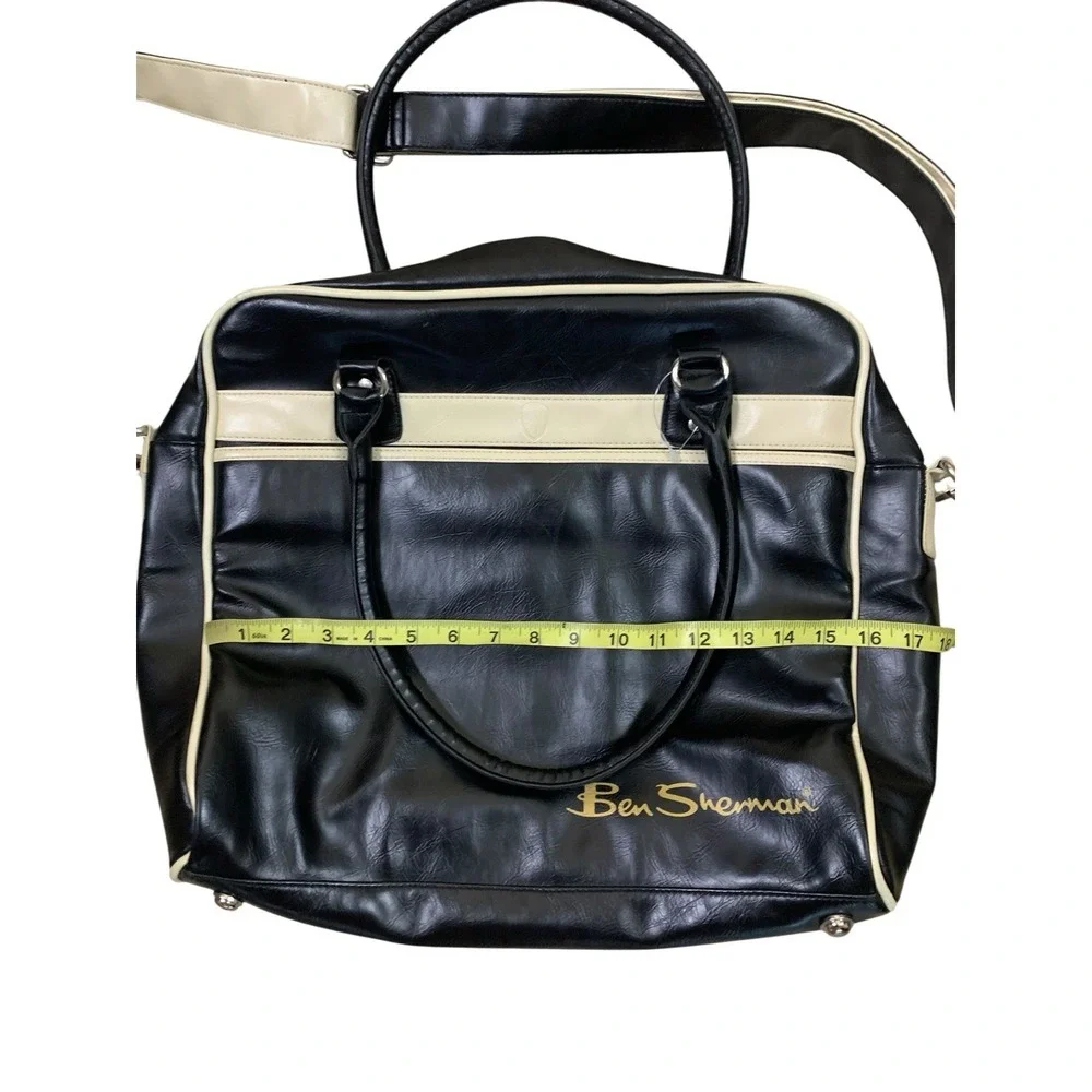 Ben Sherman Black Cream Retro Messenger Bag Y2K Travel Weekender Crossbody